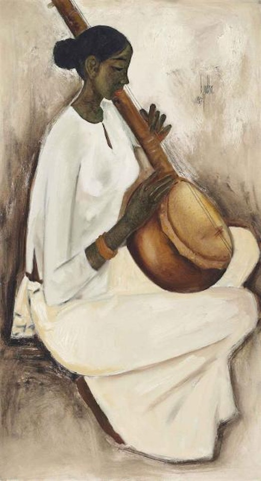 Untitled (Woman Playing Sitar) by B Prabha