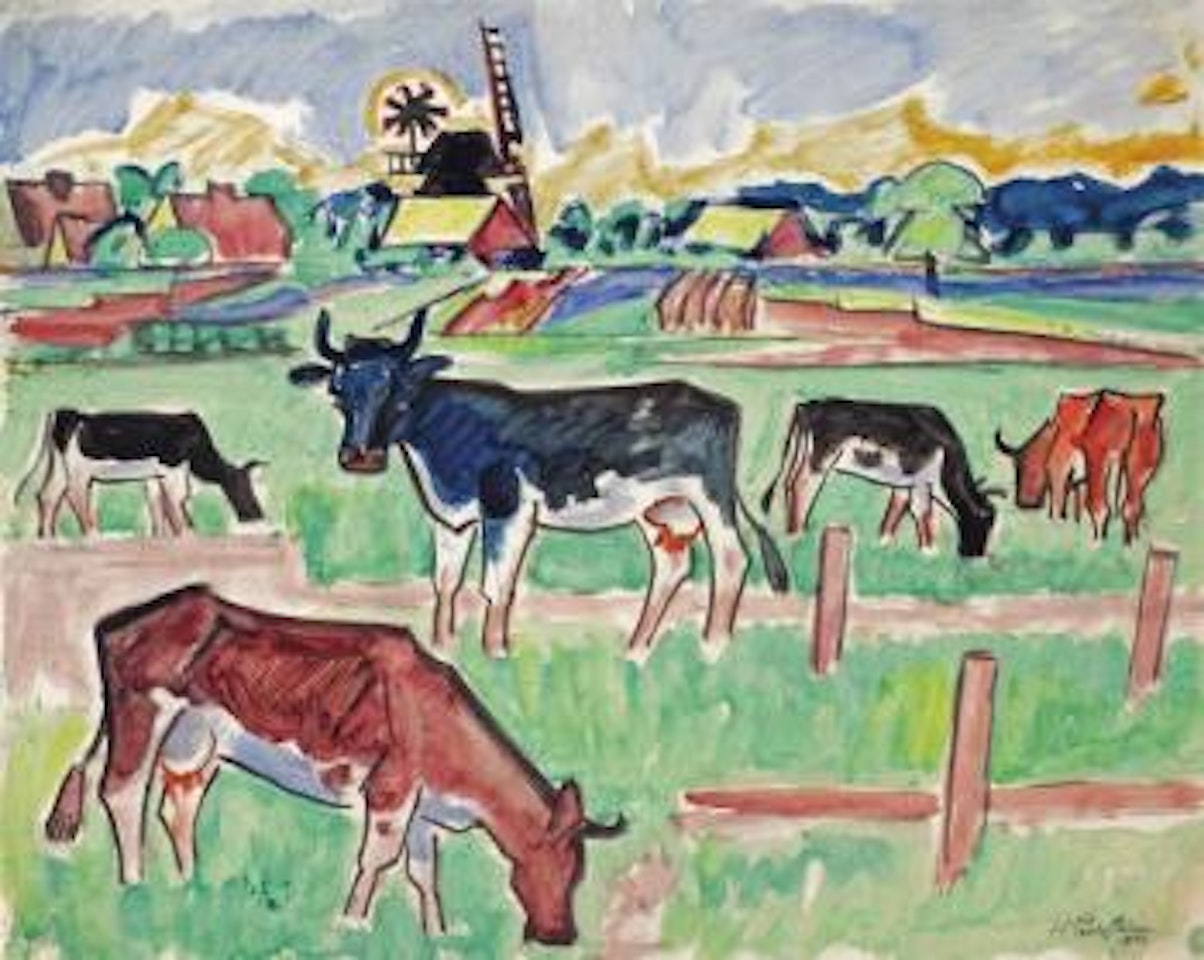 Cows in a meadow by Max Pechstein