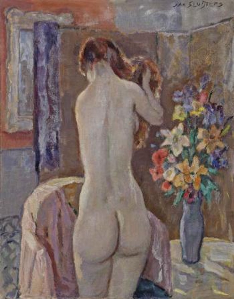 Standing nude with flowers by Jan Sluyters