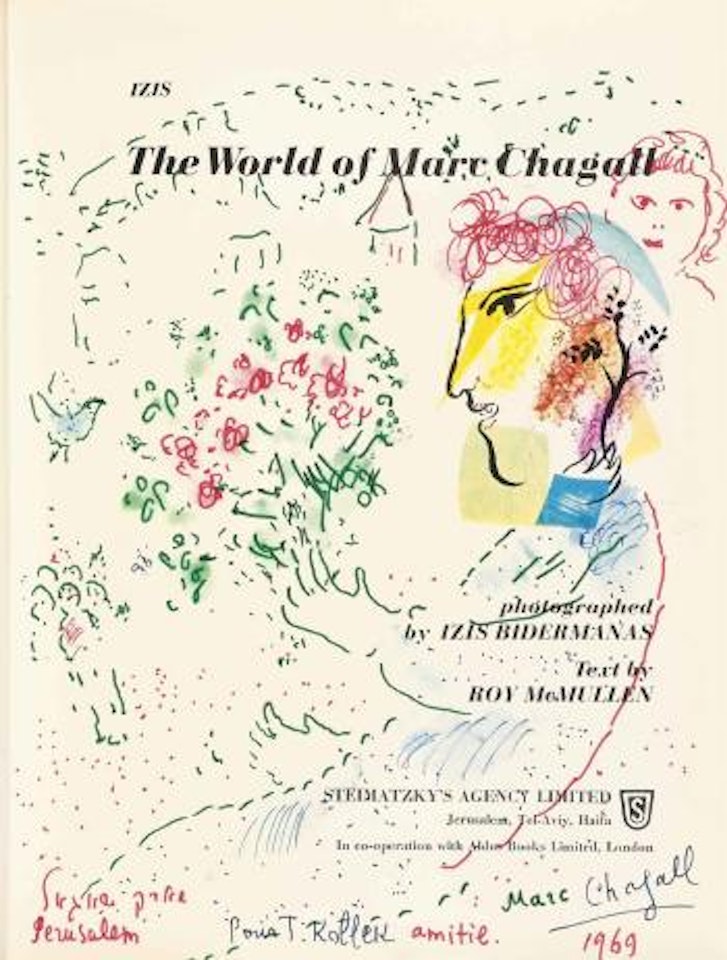 Autoportrait Et Bouquet De Fleurs et Oiseau Pour T Kollek by Marc Chagall