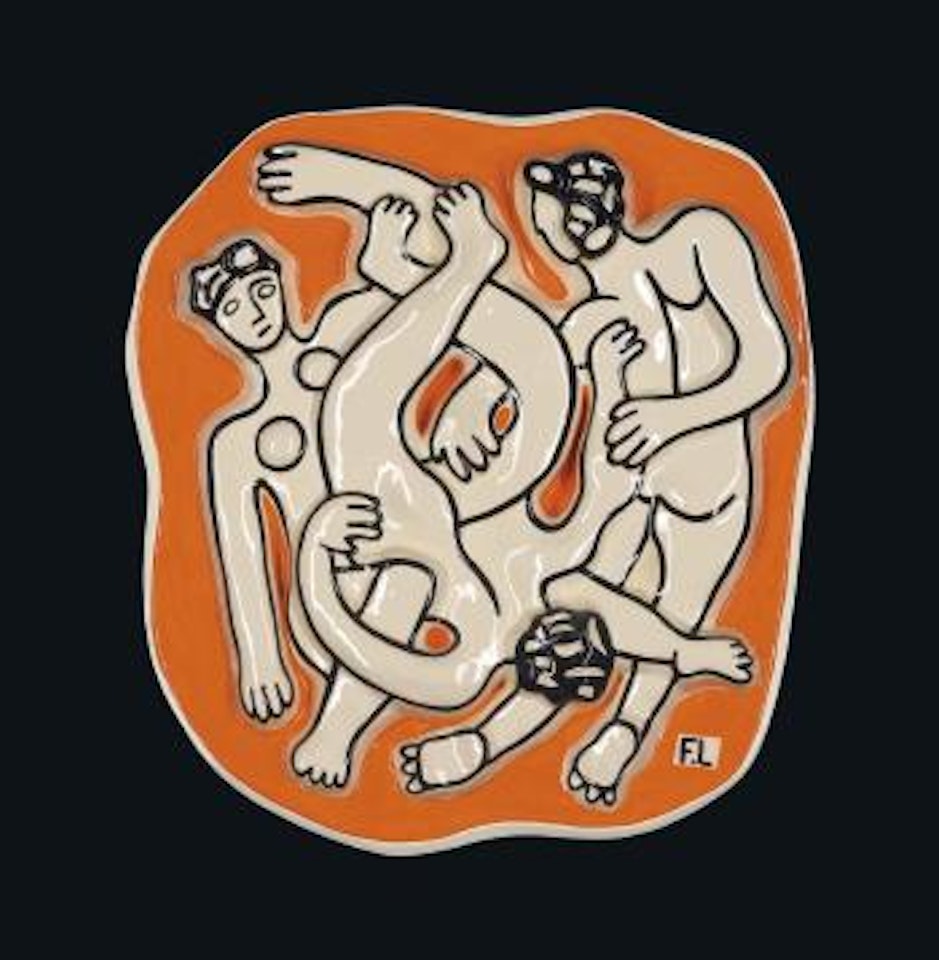 Les Acrobates Sur Fond Orange by Fernand Leger