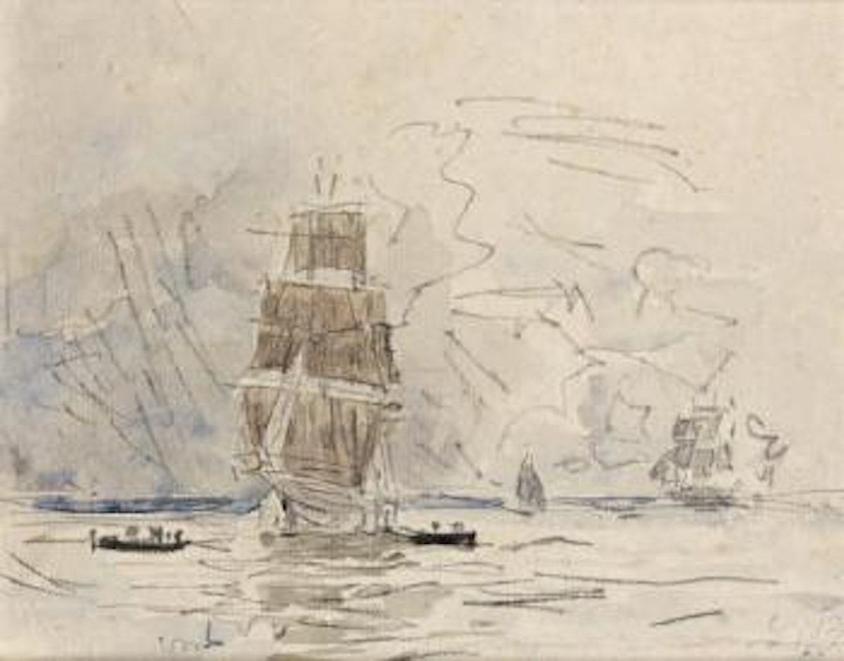 Voiliers au large by Eugène Boudin