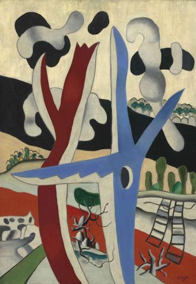Paysage à l'arbre bleu by Fernand Leger