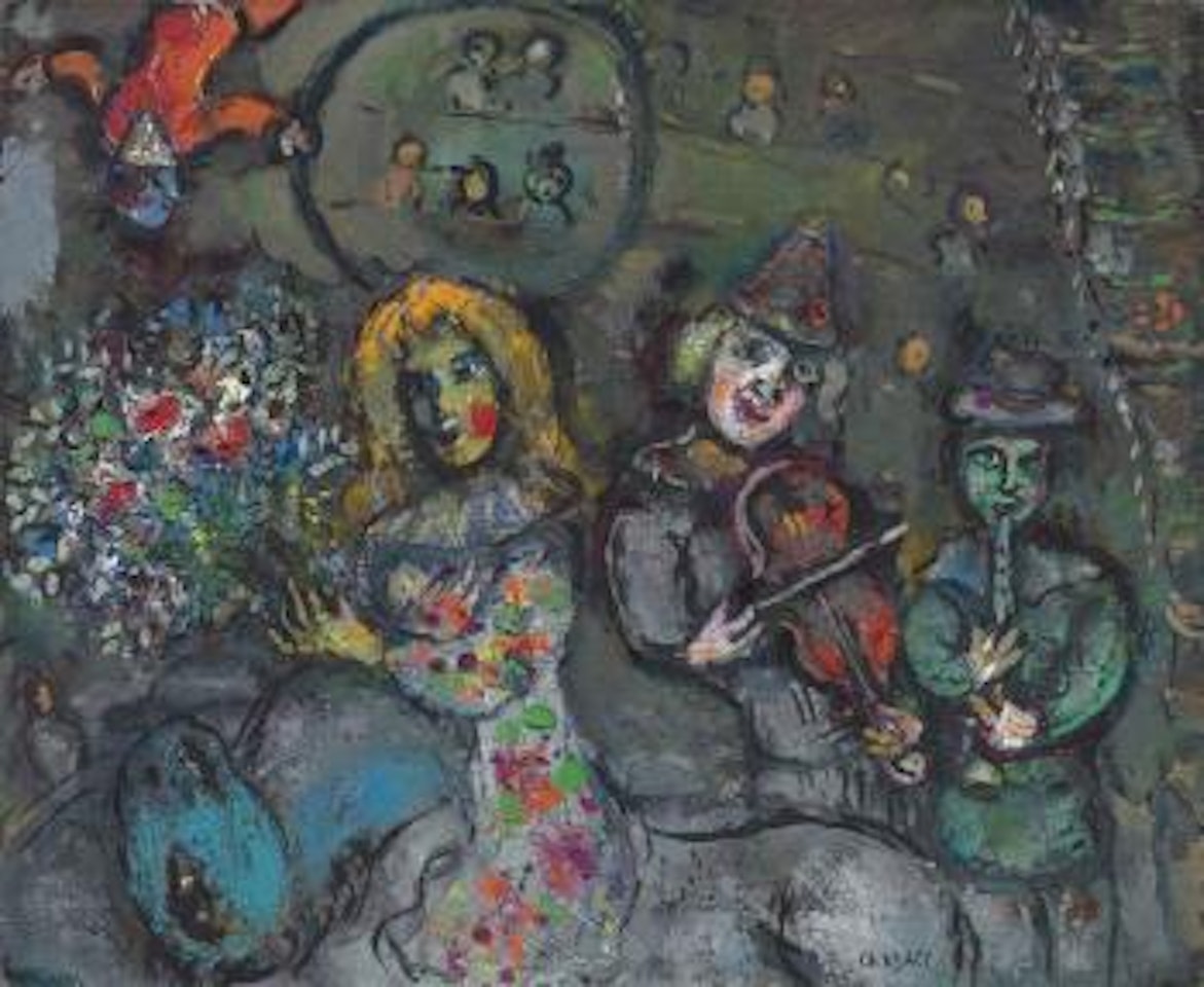 Le cirque au fond noir by Marc Chagall