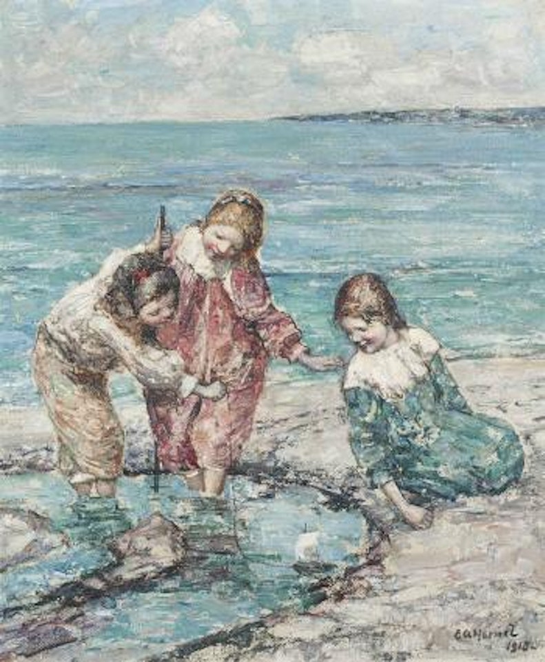 Children on the beach by Edward Atkinson Hornel