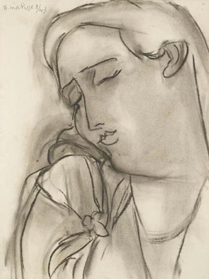 Tête Penchée, Nœud Drapé Devant L'épaule by Henri Matisse