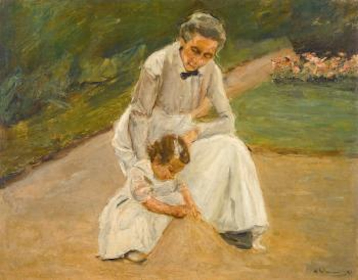 Enkelin Und Kinderfrau Beim Spiel Im Garten (The Artist's Granddaughter and her Nurse playing in the Garden) by Max Liebermann