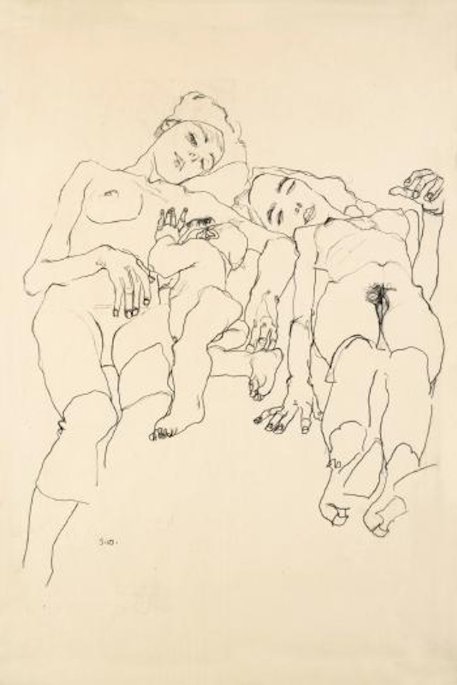 Mutter Mit Kind Und Schlafende (Mother with Child and Sleeping Woman) by Egon Schiele