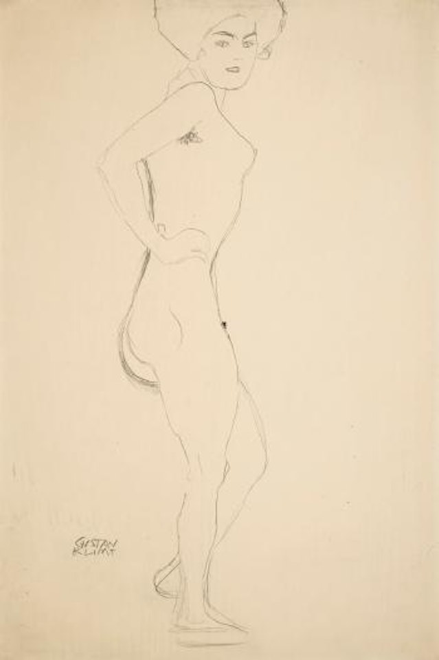 Stehender Akt In Halber Drehung Nach Rechts (Standing Nude turned to the Right) by Gustav Klimt
