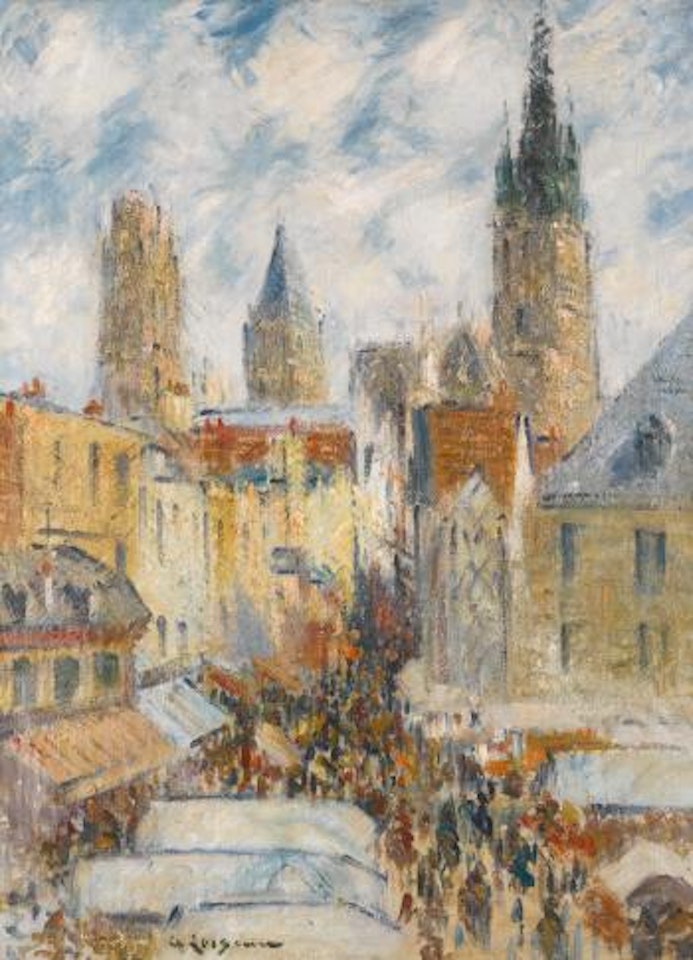 La Rue De L'épicerie À Rouen, Jour De Marché by Gustave Loiseau