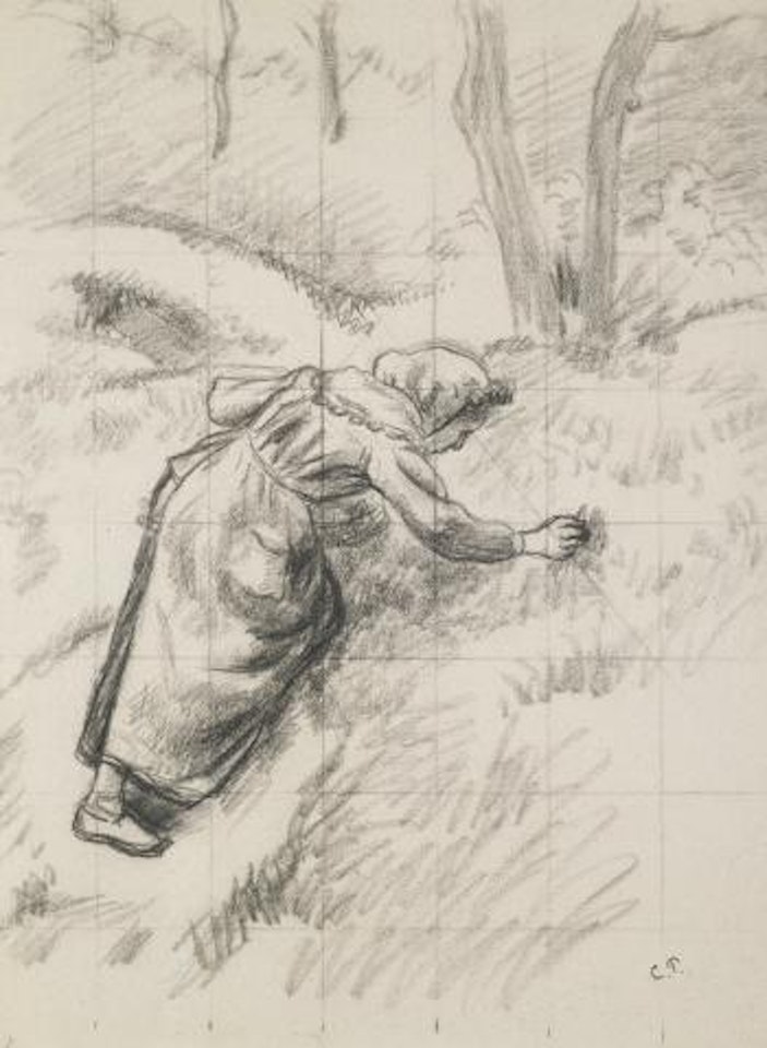 Etude Pour 'Paysanne Ramassant De L'herbe' by Camille Pissarro