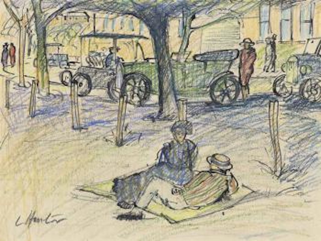 Figures In a Boulevard by George Leslie Hunter