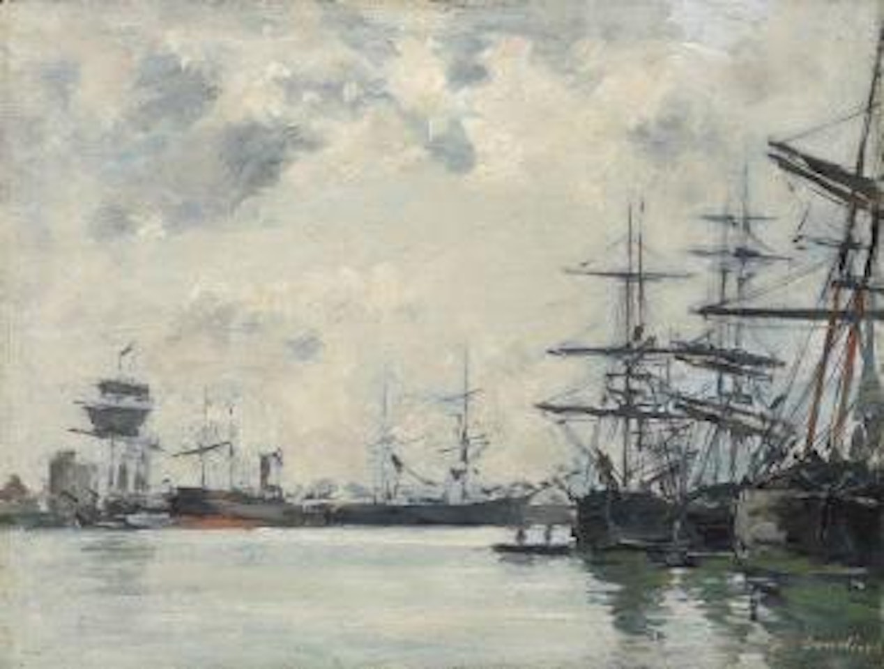Port De Mer Un Bassin Effet Du Matin by Eugène Boudin