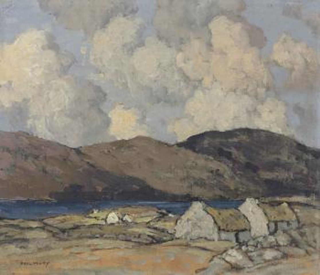 Thatched Cottages With Mountains Beyond by Paul Henry