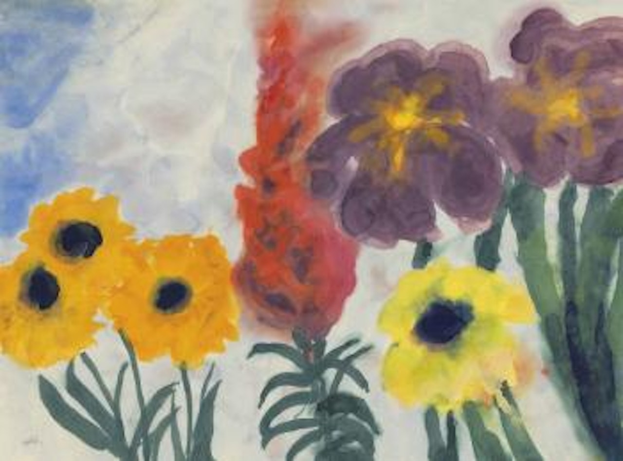 Blaue Iris Und Sommerblumen by Emil Nolde