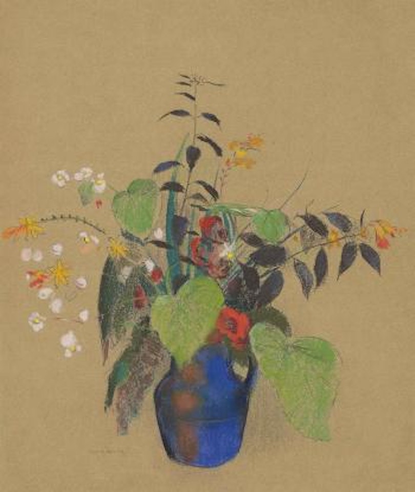 Fleurs Dans Une Cruche Bleue by Odilon Redon