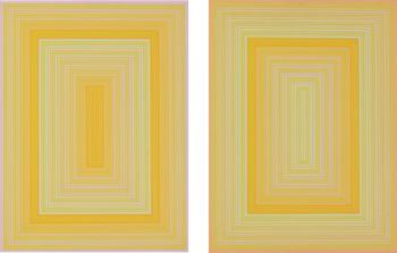 Light Blue Rectangle; Light Orange Rectangle [Two Works] by Richard Anuszkiewicz