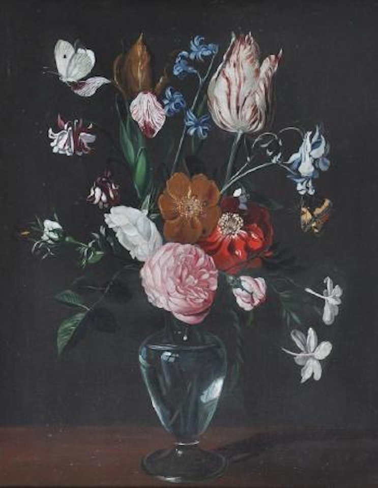 Still life with flowers in a glass vase by Frederick Victor Bailey