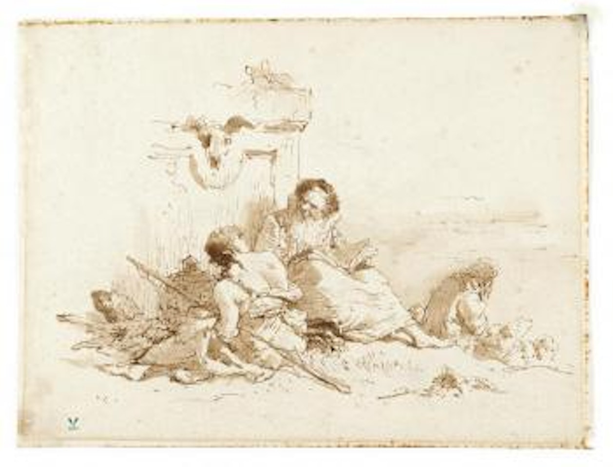 Figura orientale che legge con due figure by Giovanni Battista Tiepolo