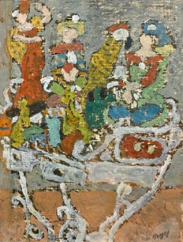 Guéridon blanc et bibelots by Jean Pougny