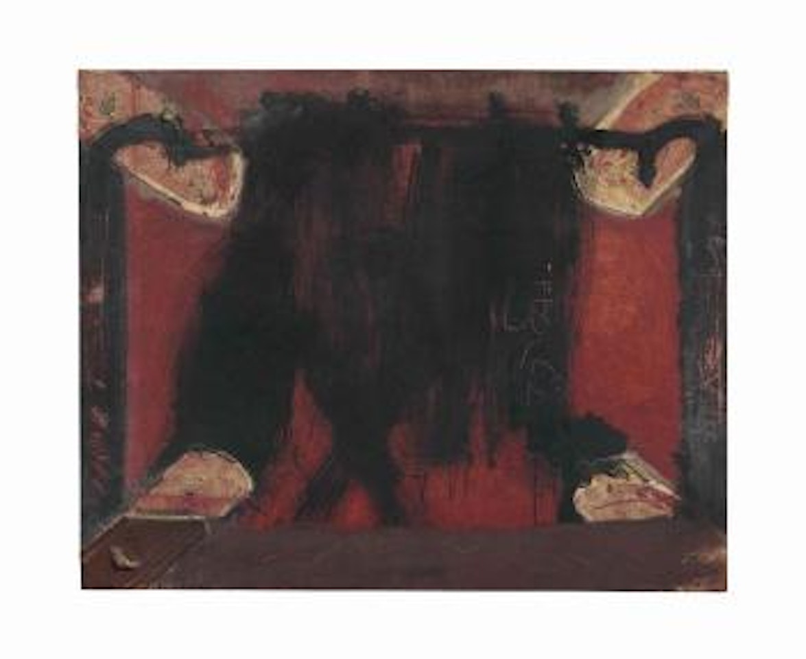 Taques Negres Sobre Fons Vermell (Black Marks On a Red Background) by Antoni Tapies