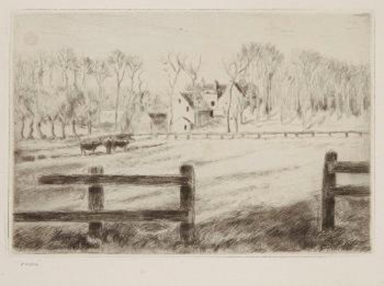 Prairie et moulin, à Osny by Camille Pissarro