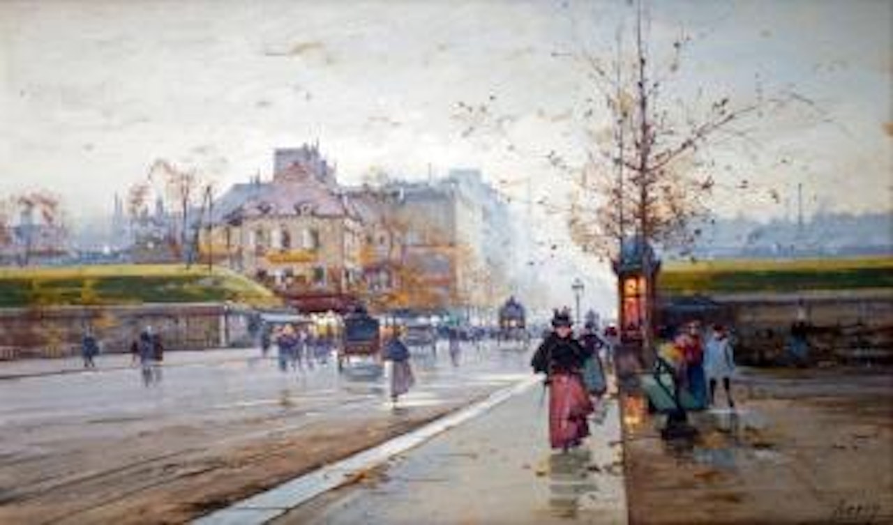 Paris, le marché aux fleurs by Eugene Galien-Laloue