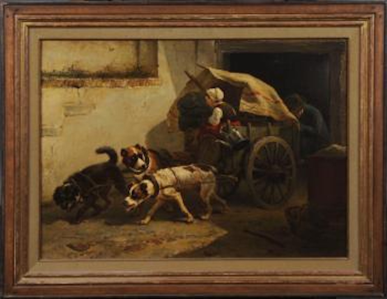 Chiens tirant la carriole by Henriette Ronner-Knip