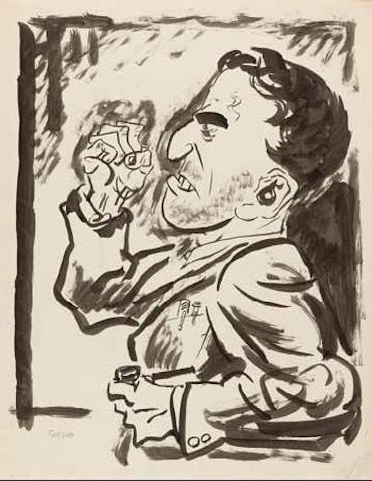 Wut. Weiblicher Rückenakt, Mann im Profil by George Grosz