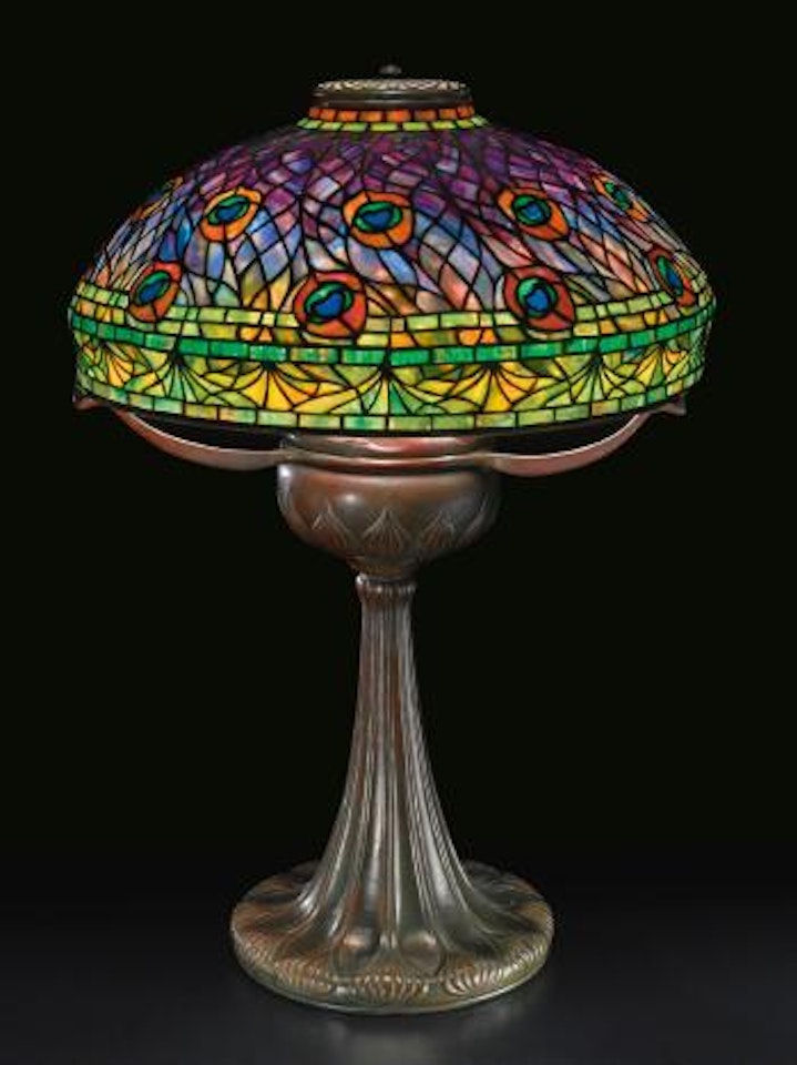 Peacock Table Lamp by Tiffany Studios