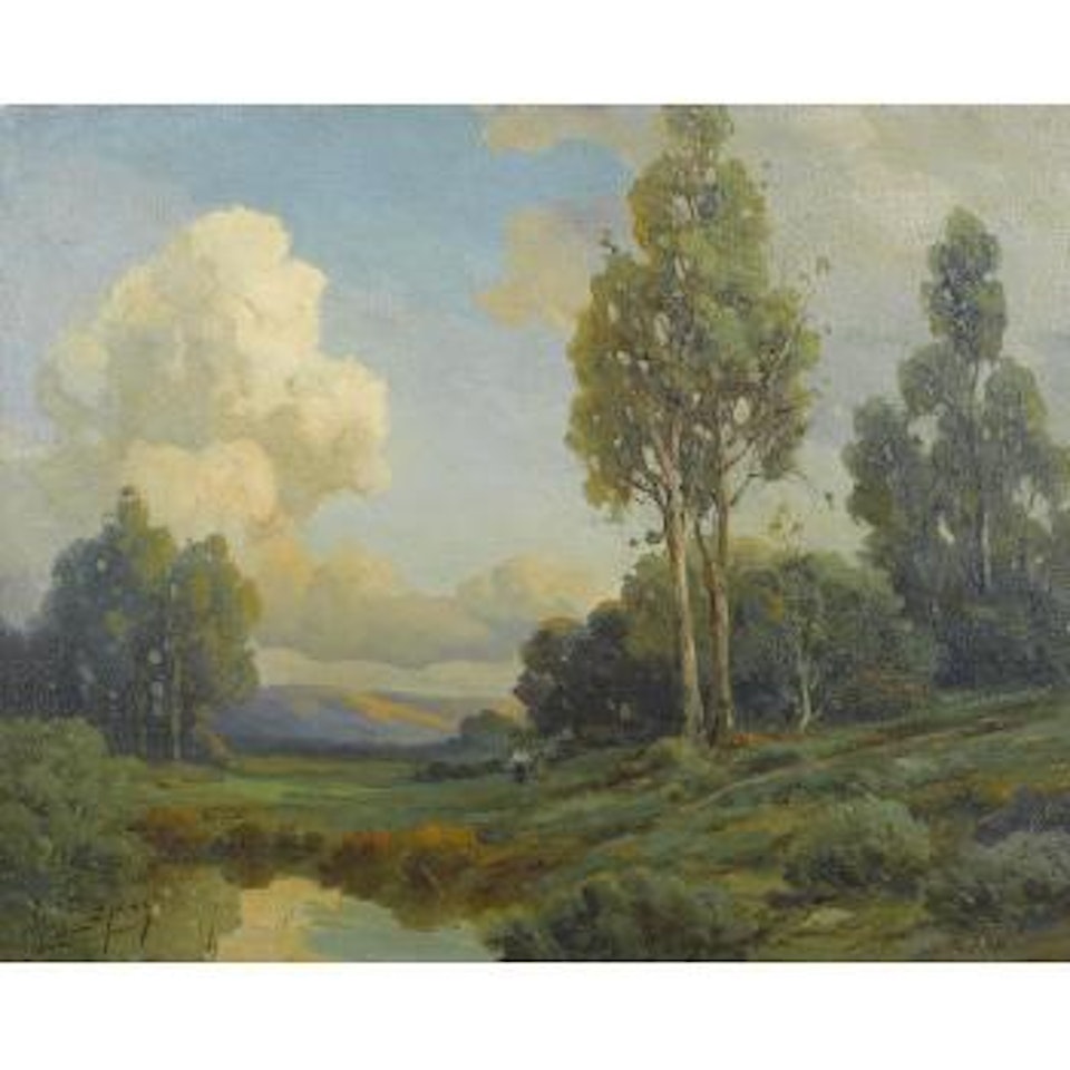 Landscape with two people by Angel Espoy