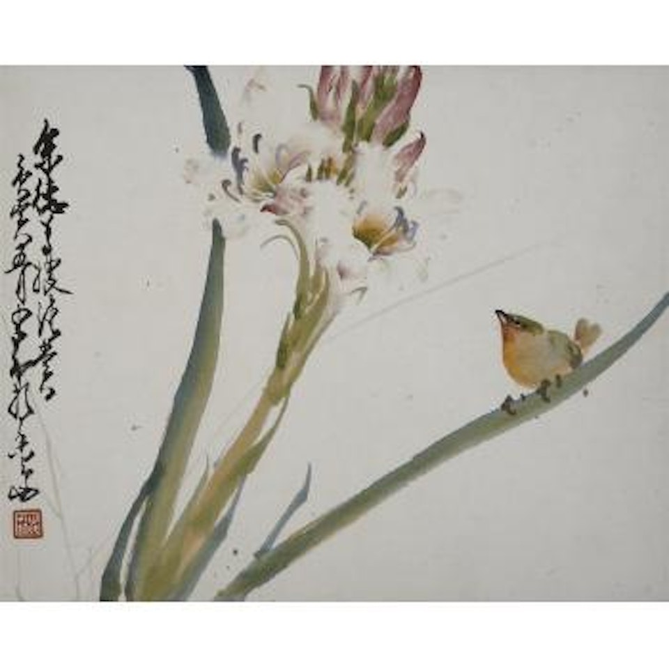 Bird and Swordleaf Cymbidium by Zhao Shao'ang
