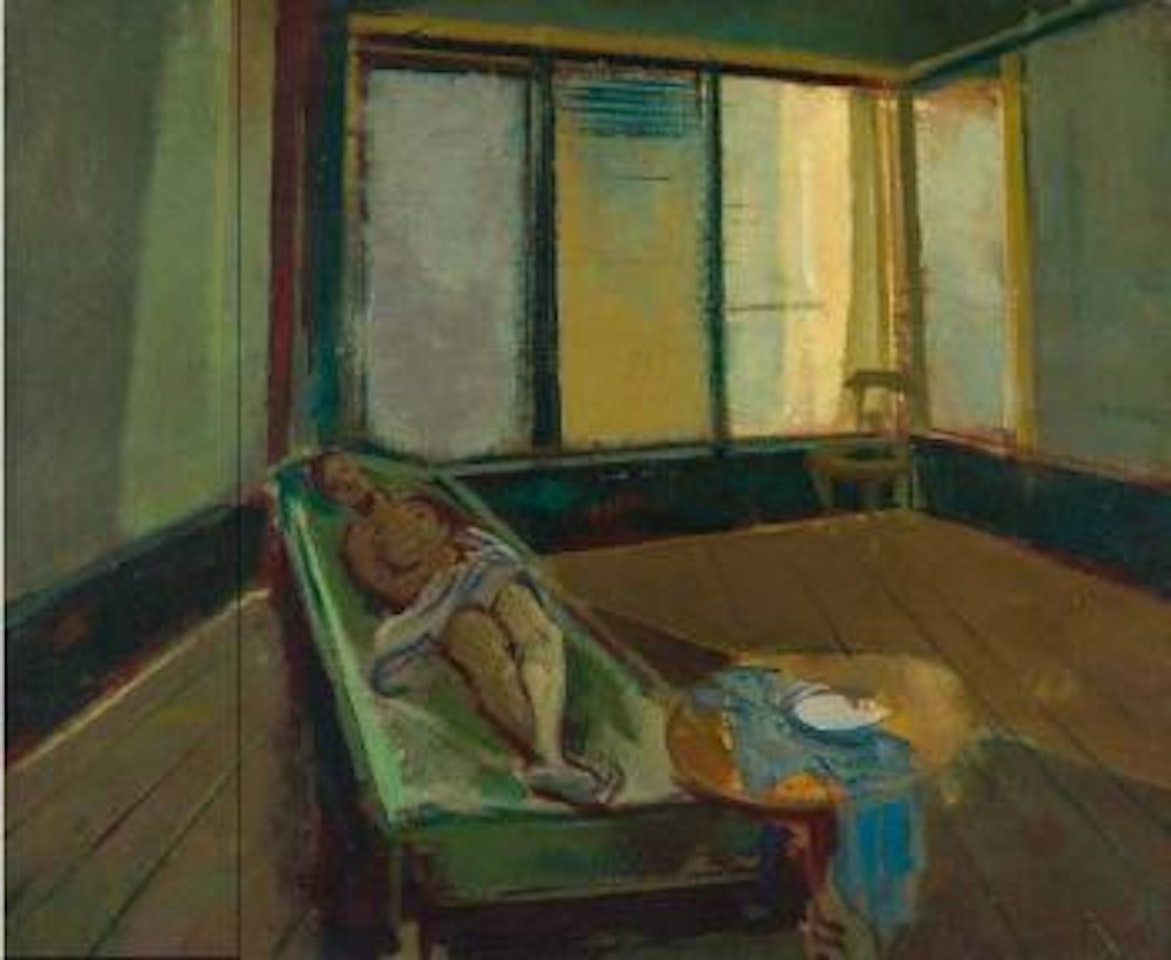 Reclining woman by yellow window by Joseph Floch