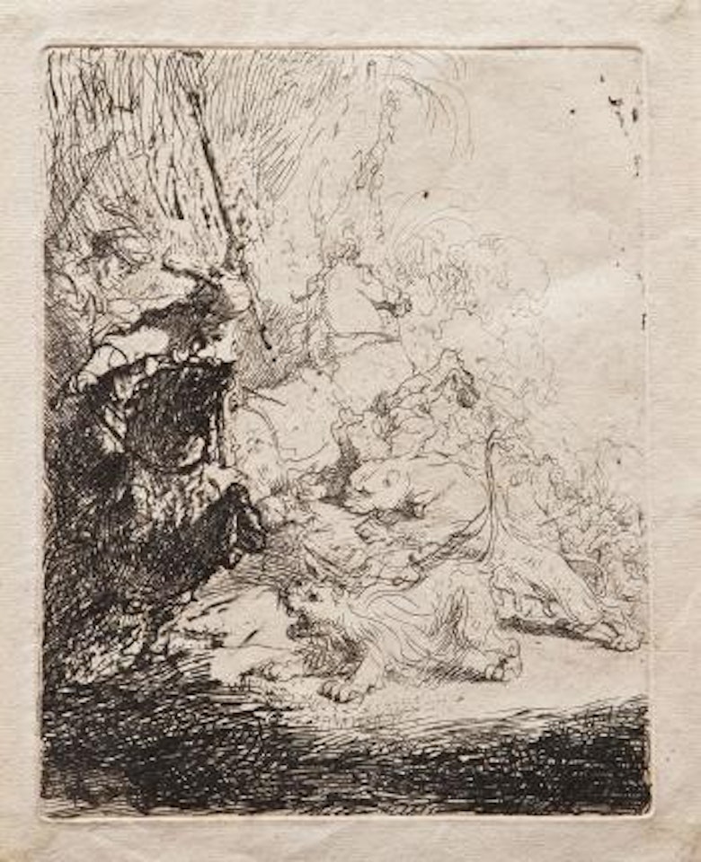 Die kleine Löwenjagd by Attributed to Rembrandt Harmensz van Rijn