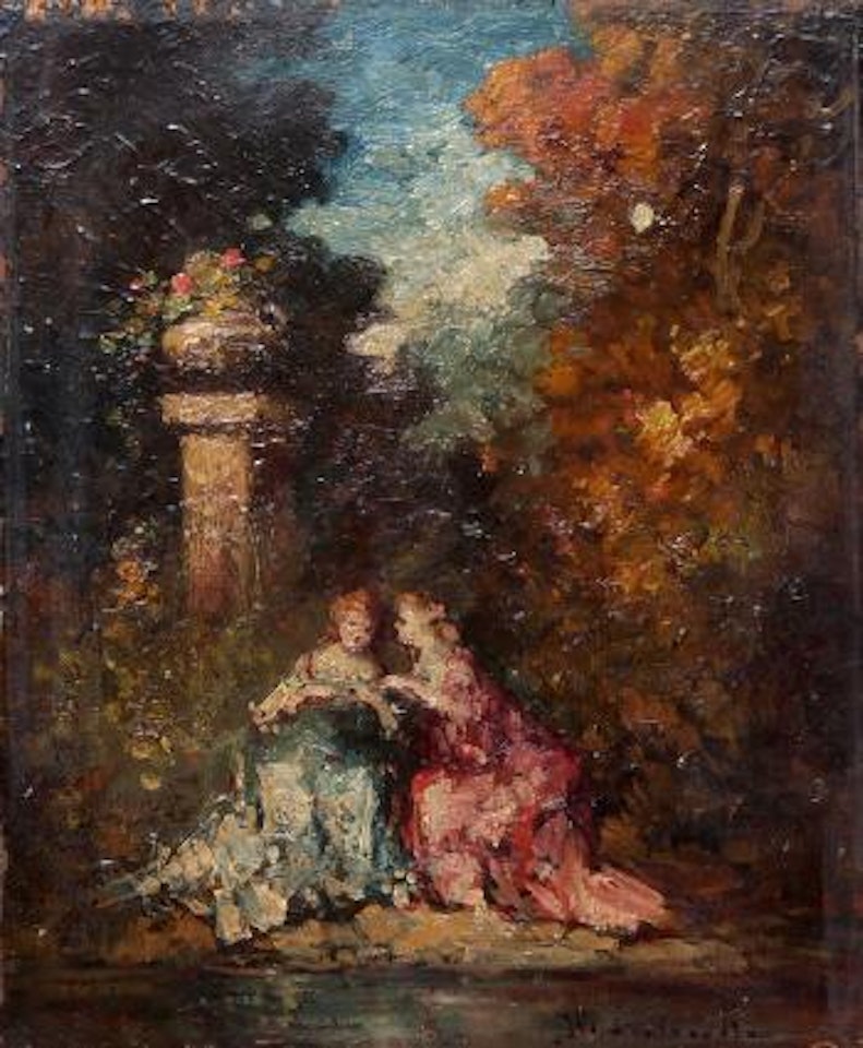 Zwei Damen in einem Park by Adolphe Monticelli