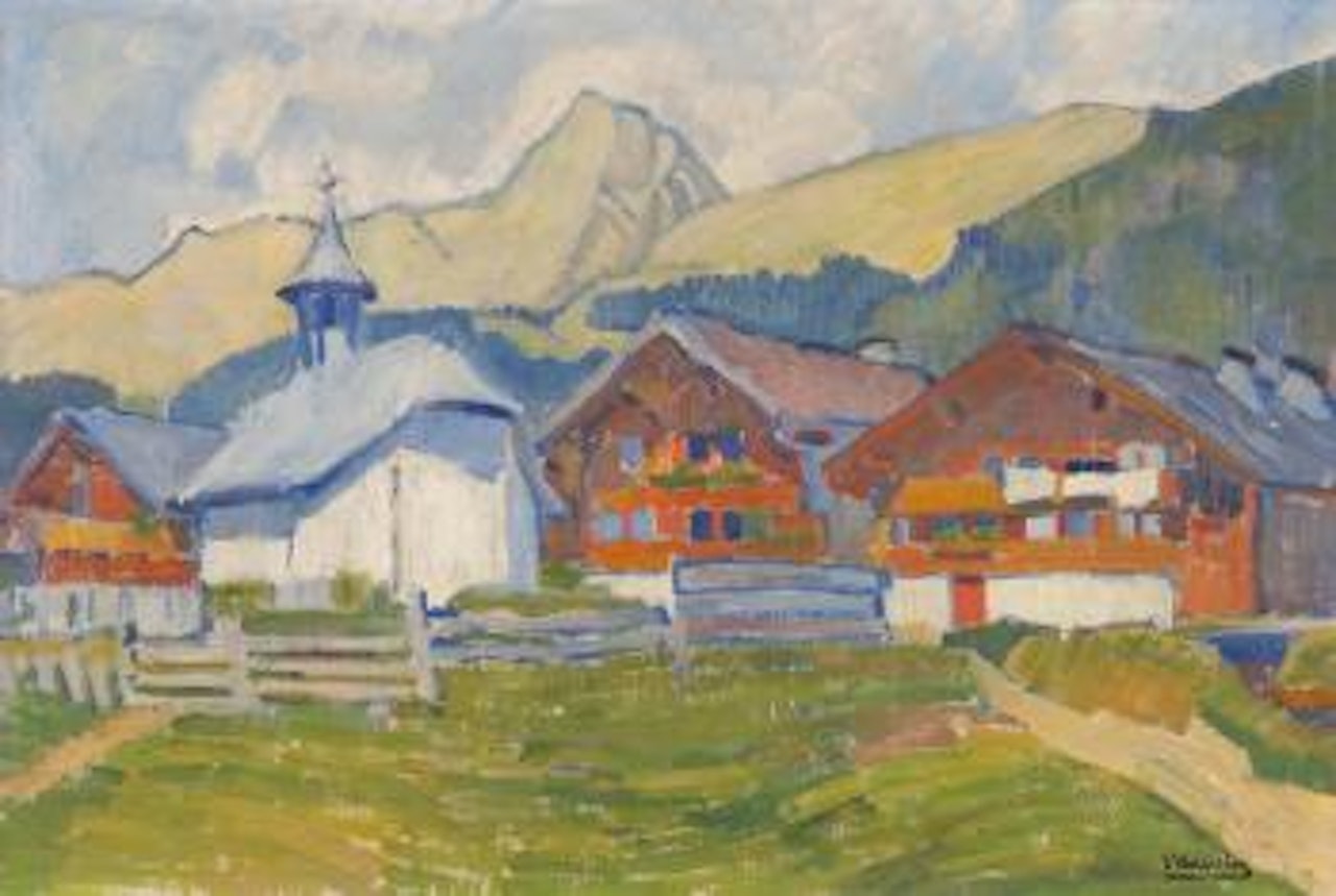 Ansicht eines Westschweizer Dorfes by Louis Vonlanthen