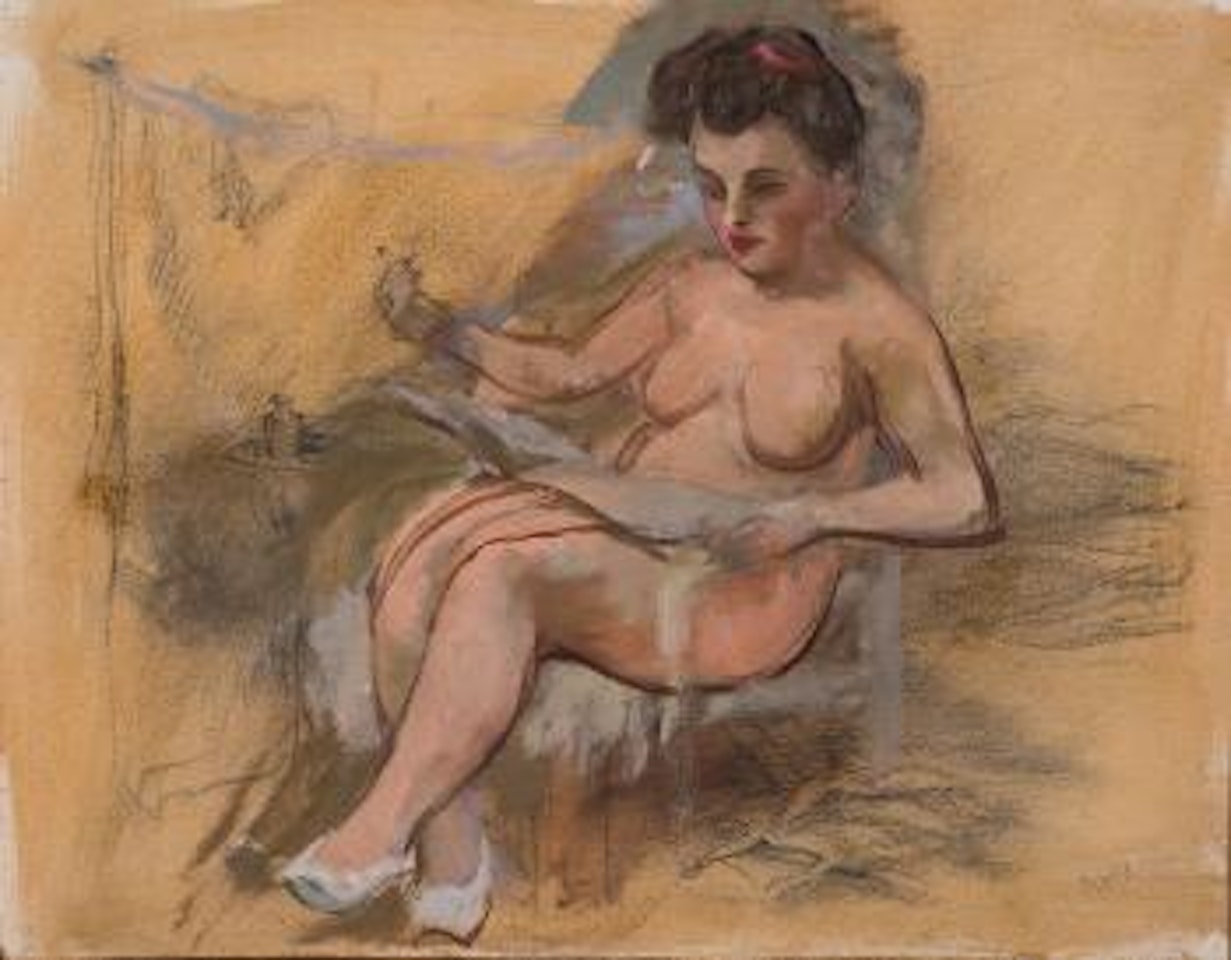 Nude sitting. Nudo by George Grosz
