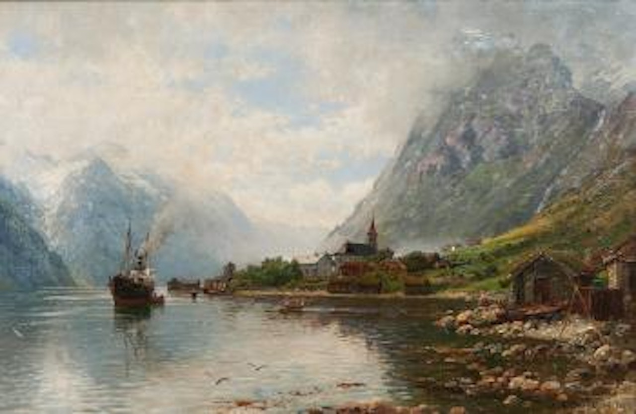 Norwegen - Postschiff im Fjord by Anders Monsen Askevold