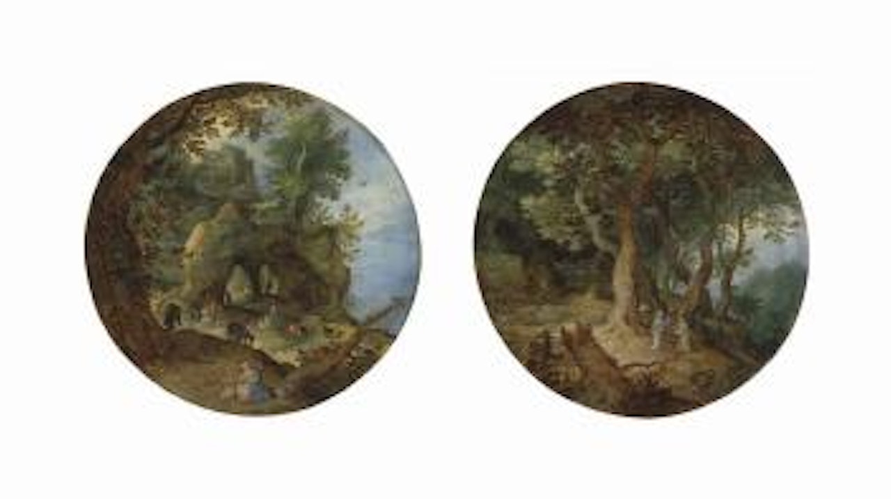 A rocky landscape with the Rest on the Flight into Egypt; and A wooded landscape with the temptation of Christ by Jan Brueghel the Younger