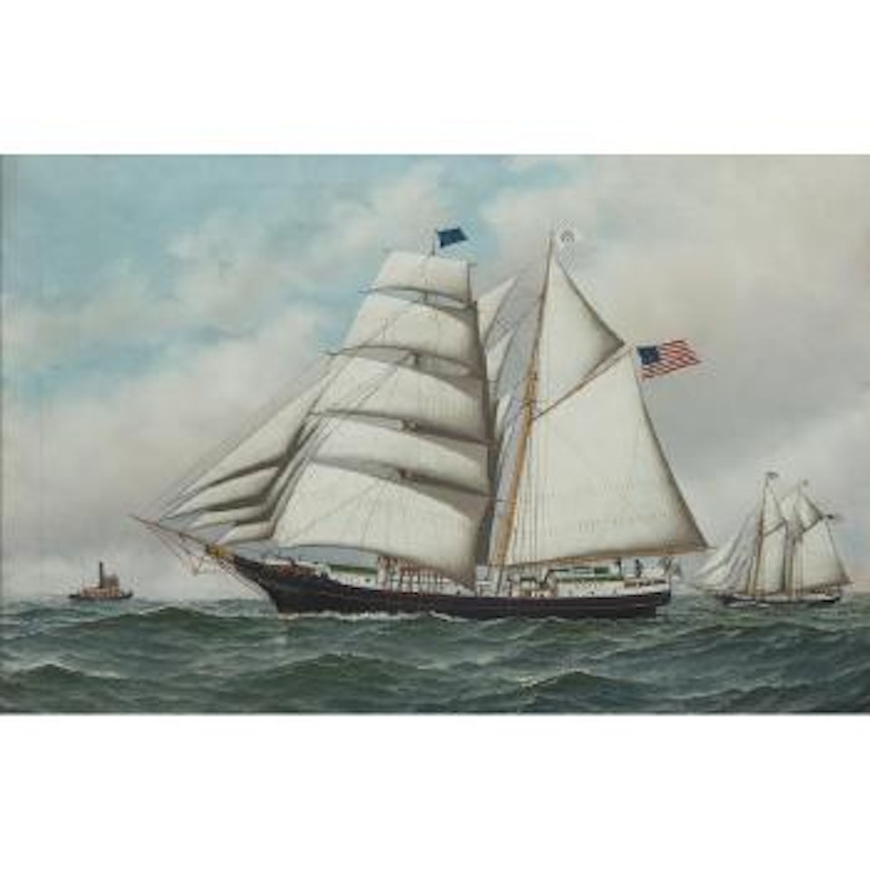 The hermaphrodite brig Cameo with the schooner Cameo in the distance by Antonio Jacobsen