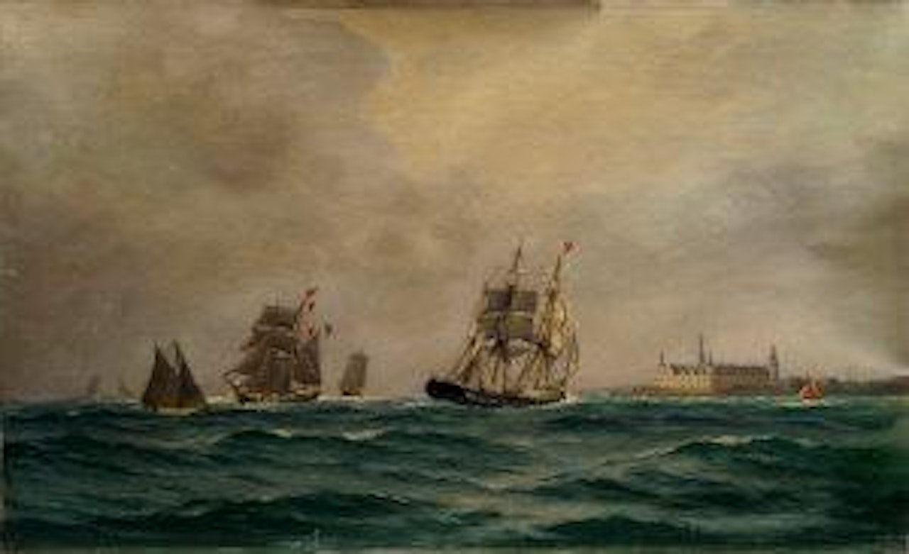 Ships sailing near Kronborg by Alfred Olsen