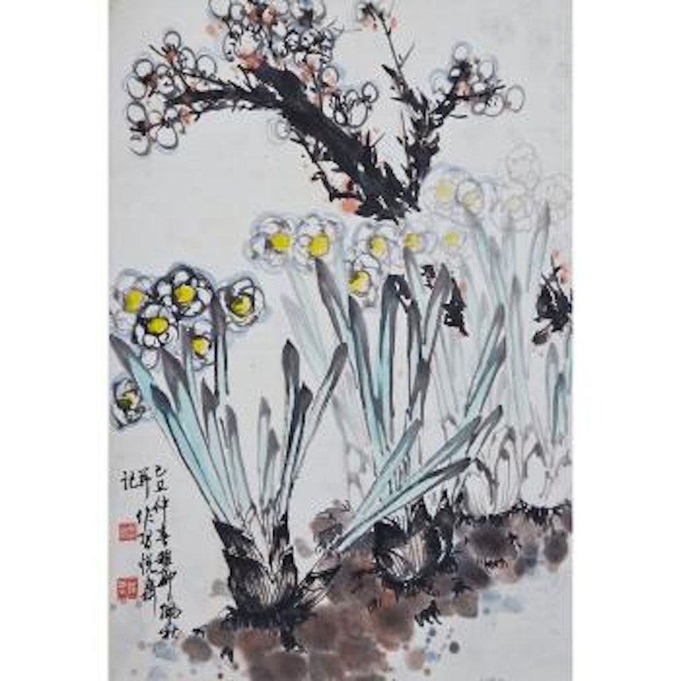Iris And Plum Blossom by Chen Peiqiu by Xie Zhiliu
