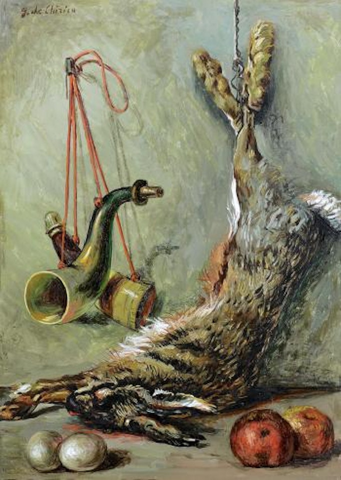 Vita silente con lepre e corni da caccia (Natura morta con lepre) by Giorgio de Chirico