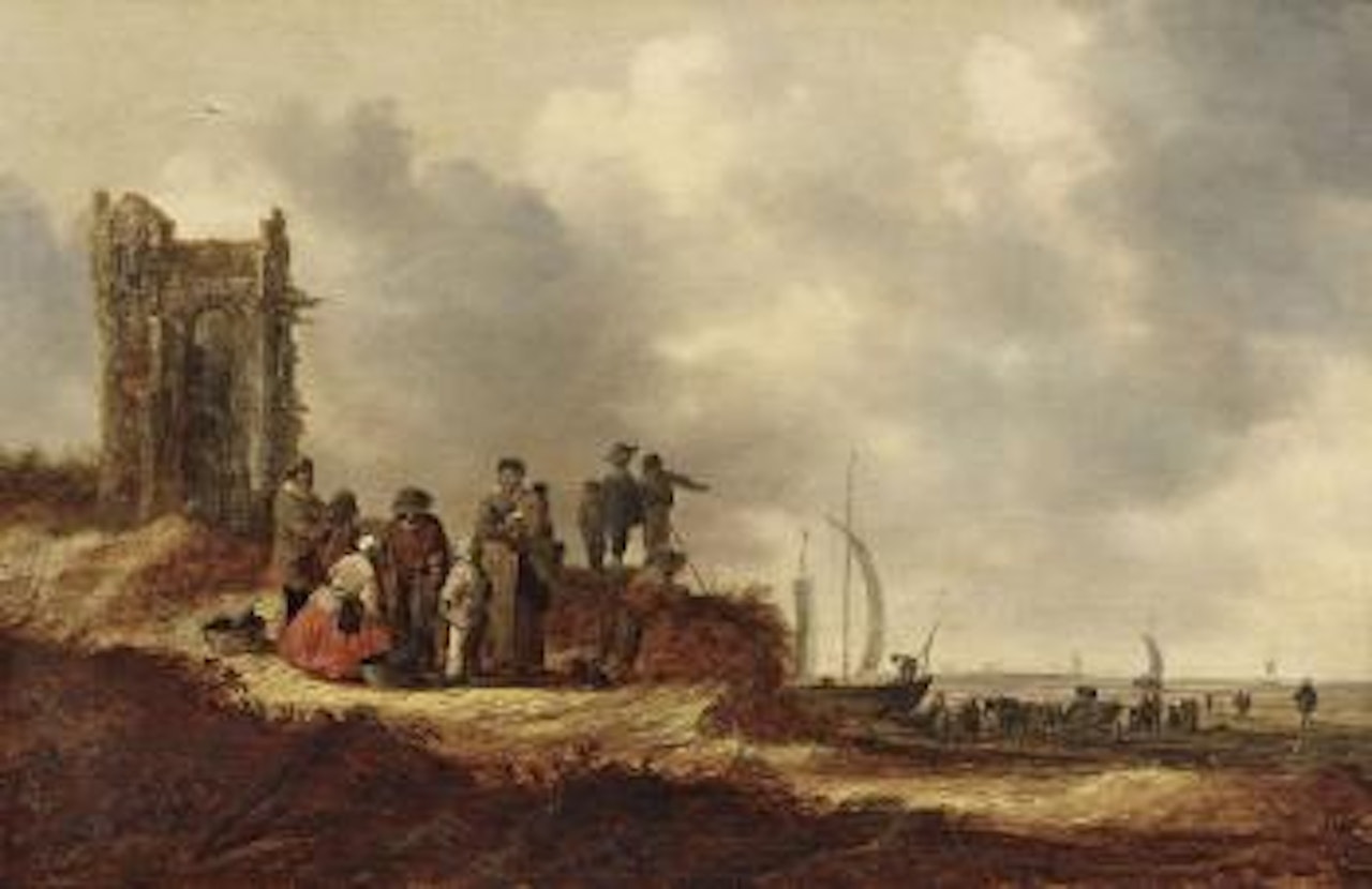 Küstenlandschaft mit altem Turm by Jan van Goyen