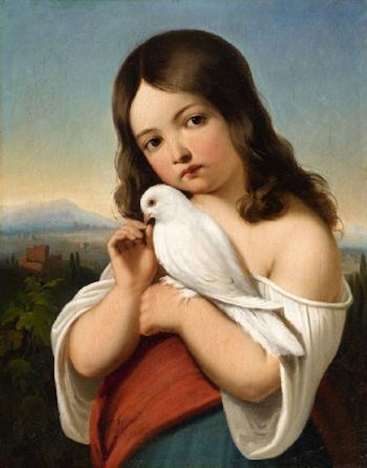 Mädchen mit Taube by German School