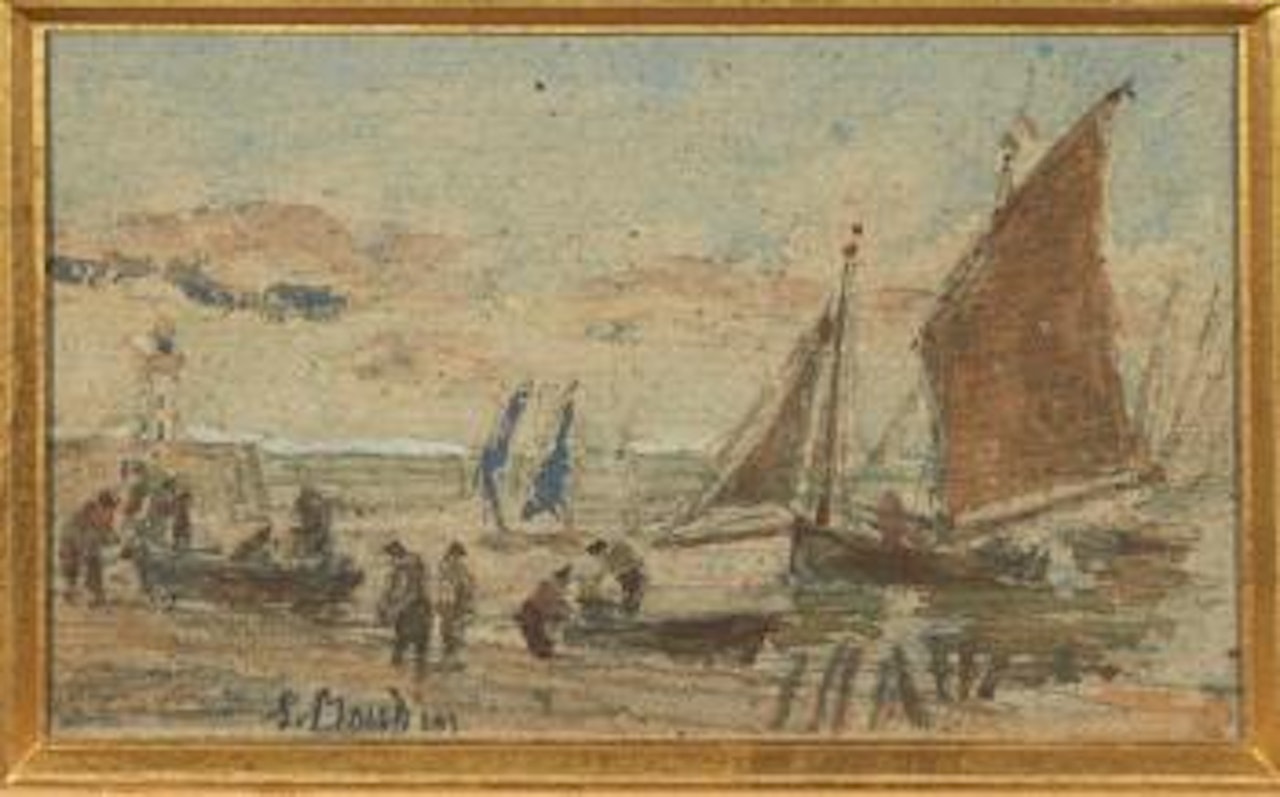 Pêcheurs et bateaux by Eugène Boudin