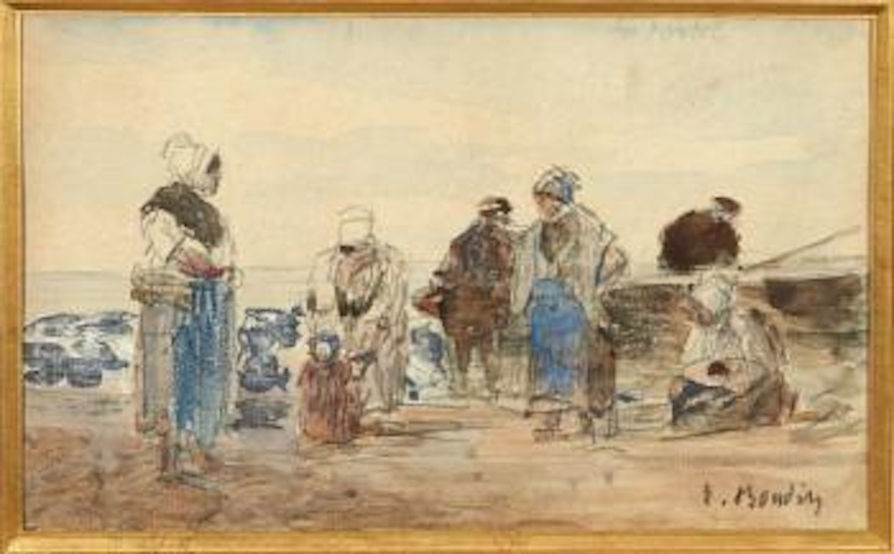 Pêcheuses sur la plage de Berck by Eugène Boudin