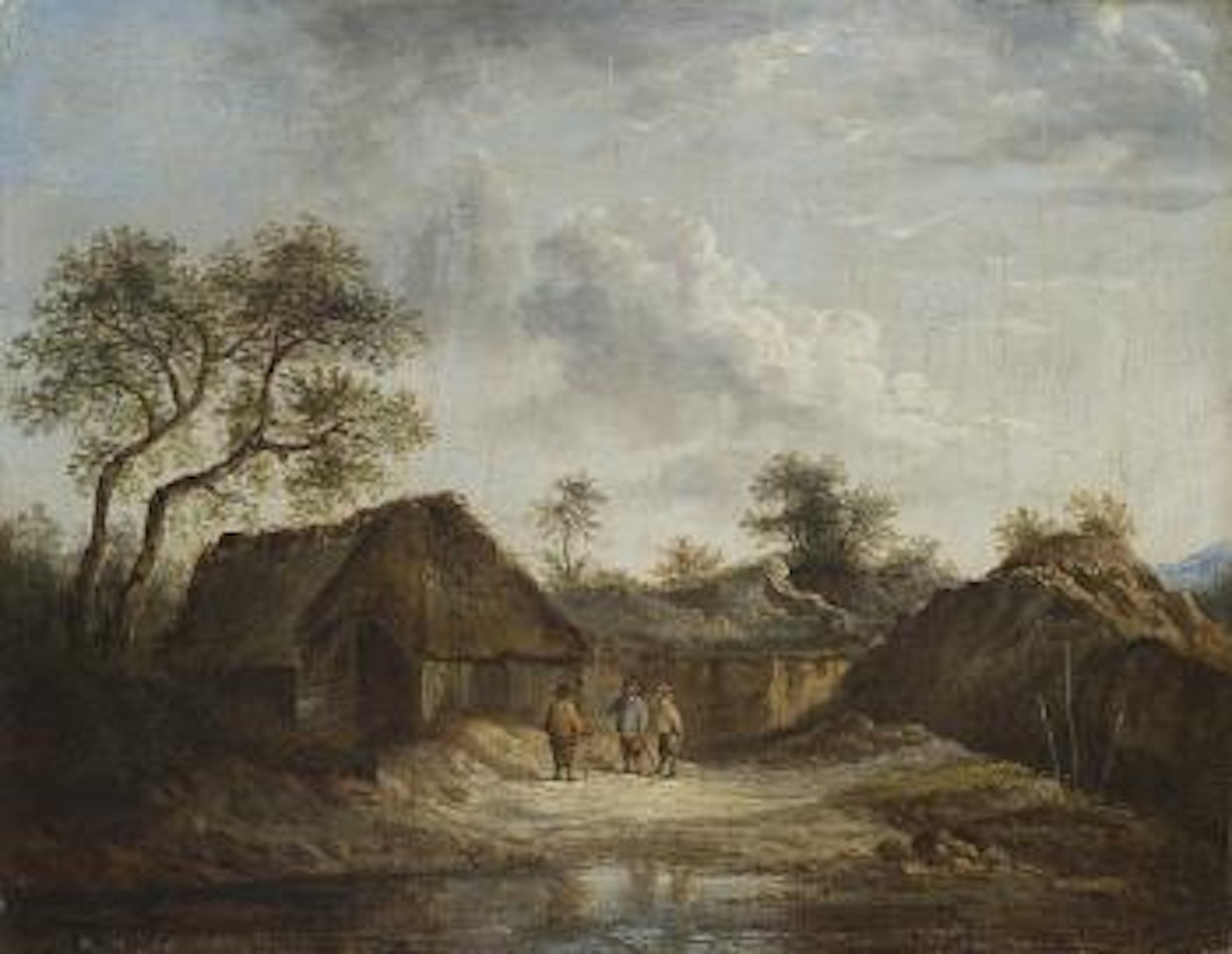 Paesaggio con casa e viandanti by Flemish School