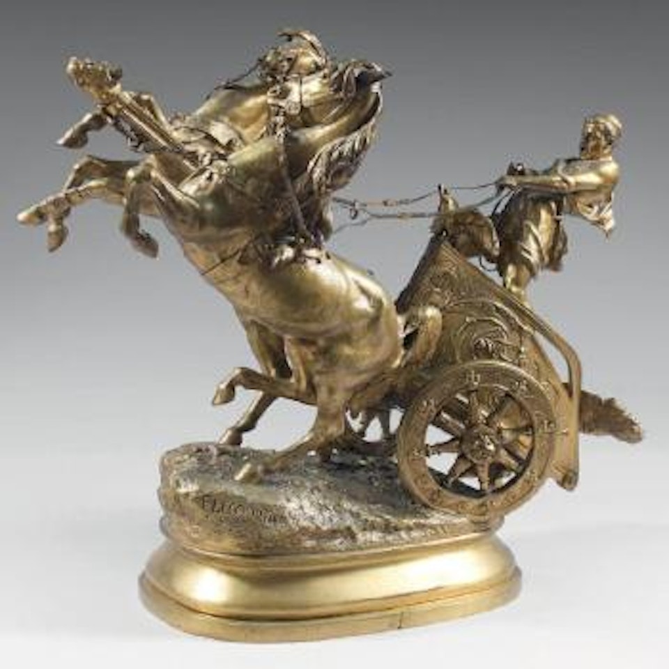 Aurige romain retenant ses chevaux by Prosper Lecourtier