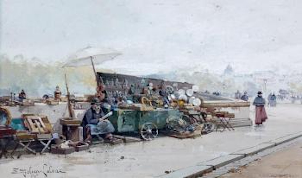Quai Henri IV, marchand de ferraille by Eugene Galien-Laloue